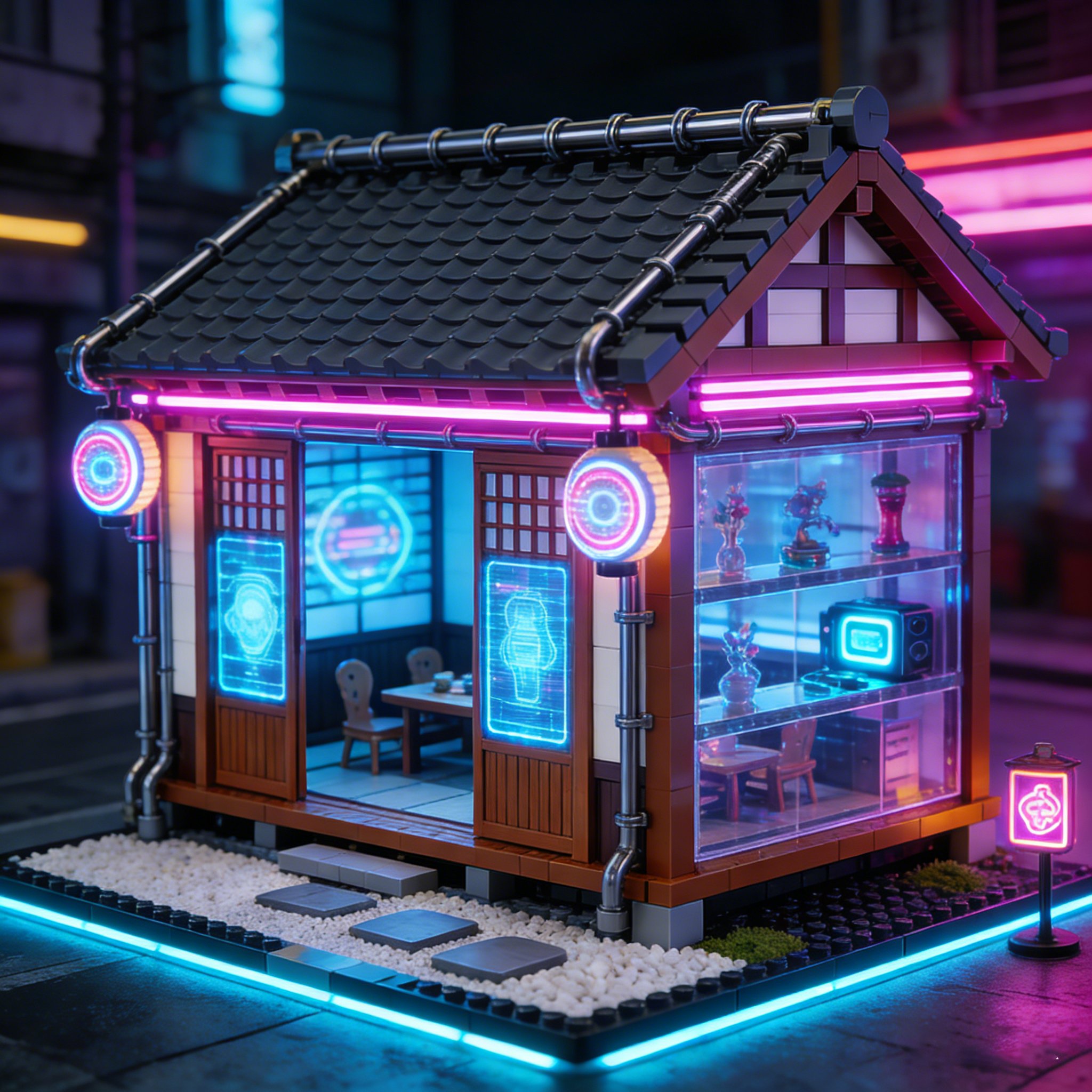 Neon Street Corner House Building Set